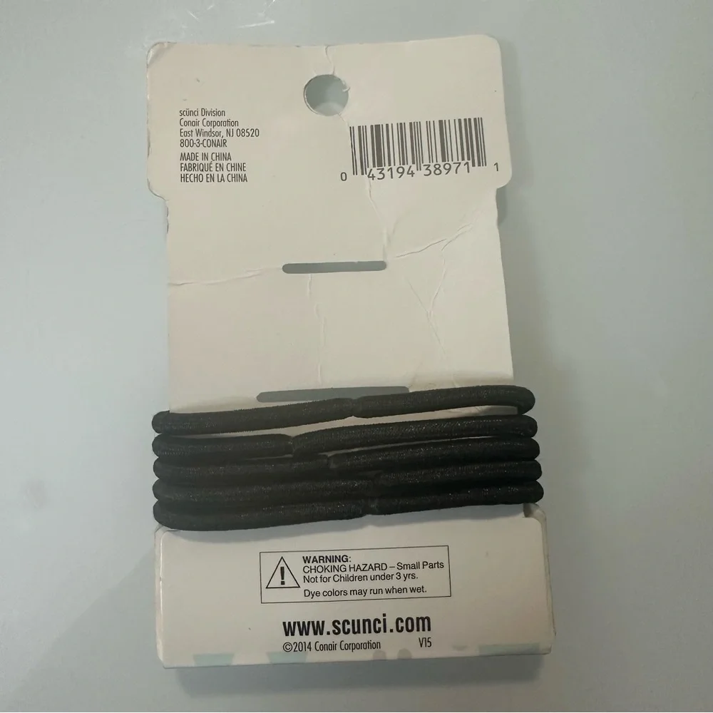 🆓FREE with purchase! Scünci New No Damage Elastic Hair Ties Set of 5 Black
